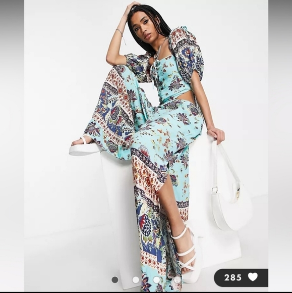 Free People Pants - Free People Bali Citrus Skies Pasley Runched Halter Neck Jumpsuit.